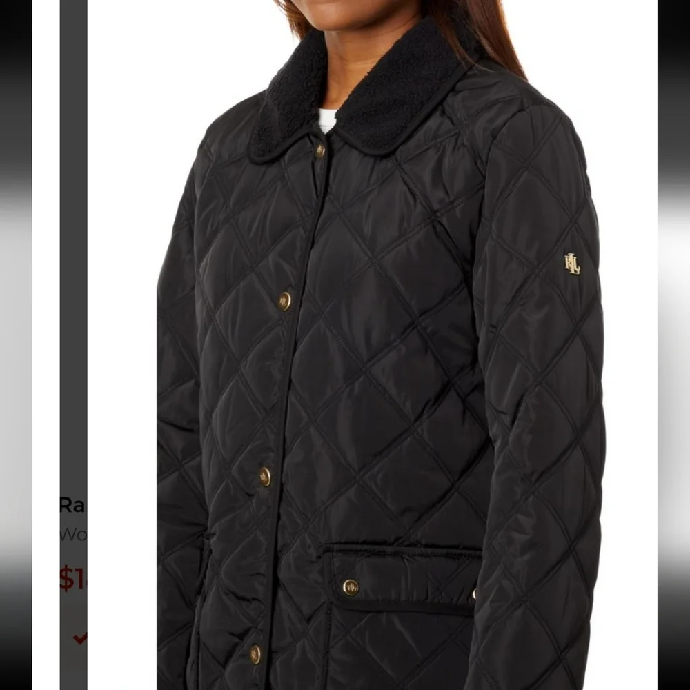 Ralph Lauren Women's Quilted Black Coat‎